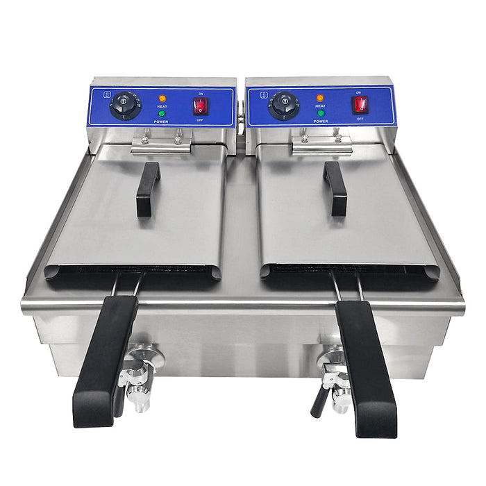 Cheftek 13+13L Double Electric Fryer With Tap