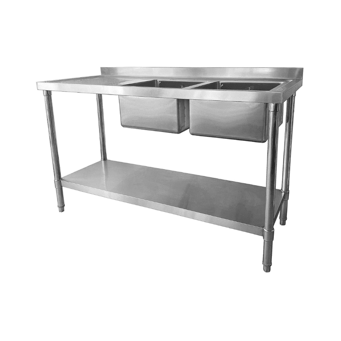 Double Bowl Sink with Left Hand Drainer - 1500x600mm
