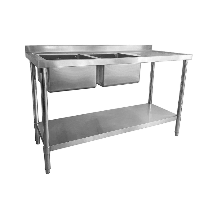 Double Bowl Sink with Right Hand Drainer - 1500x600x900mm