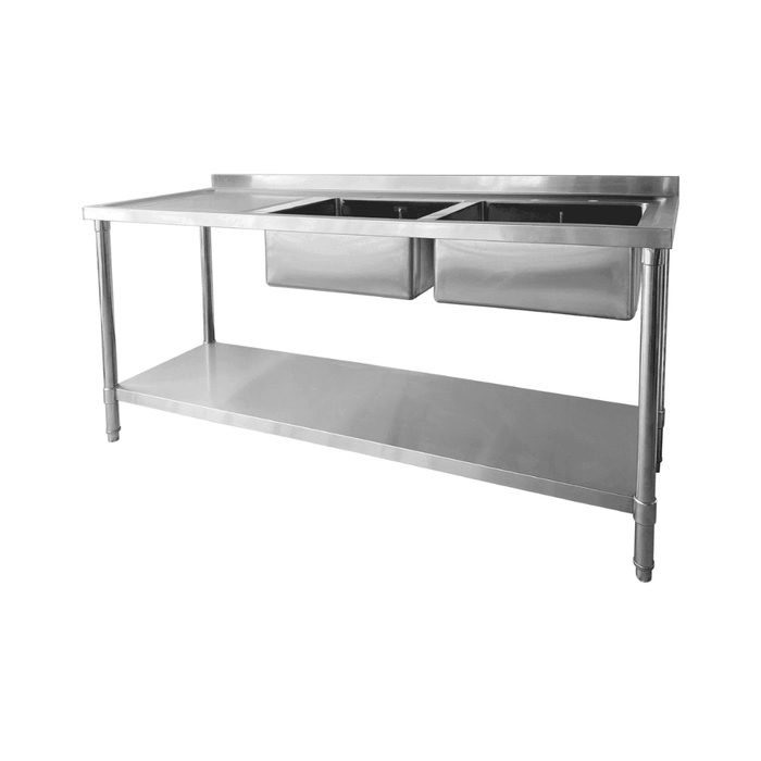 Double Bowl Sink with Left Hand Drainer - 1800x600x900mm