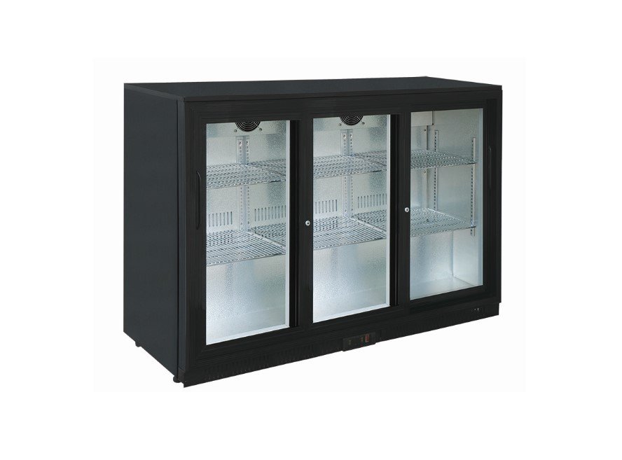 Hamoki 3 Door Sliding Bar Cooler - Black