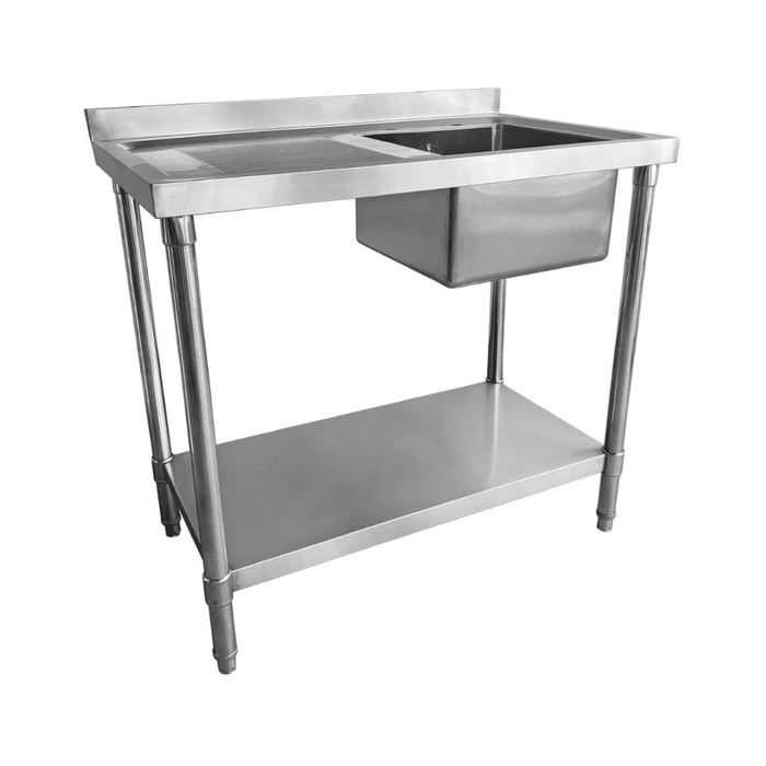 Single Bowl Commercial Sink with Left hand Drainer - 1000x600x900mm