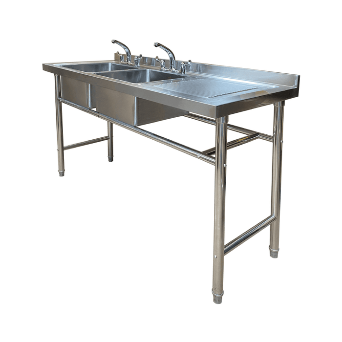 Double Bowl Catering Sink - 1500x600x900mm - Right Hand Drainer - No Undershelf