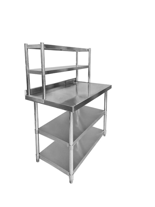 Stainless Steel Wall Prep Table - 2 Shelves - Gantry - 1200x600mm