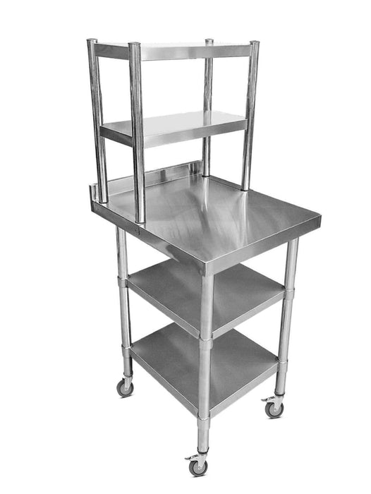 Stainless Steel Wall Prep Table - 2 Shelves - Gantry - Castors - 600x600mm