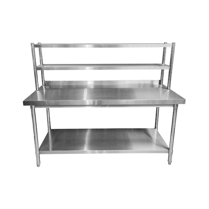 Stainless Steel Wall Prep table - 1800x600x900mm (WxDxH) With Double Chefs Gantry