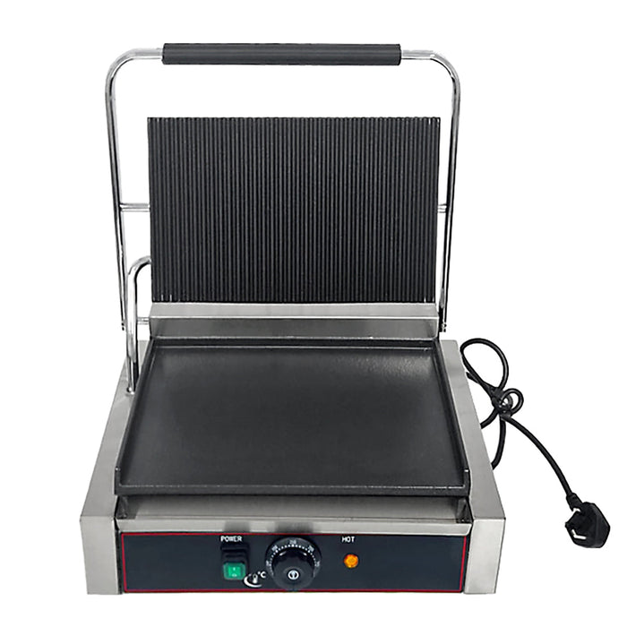 Cheftek Contact Grill  Top Grooved, Bottom Flat - 425x400x210mm